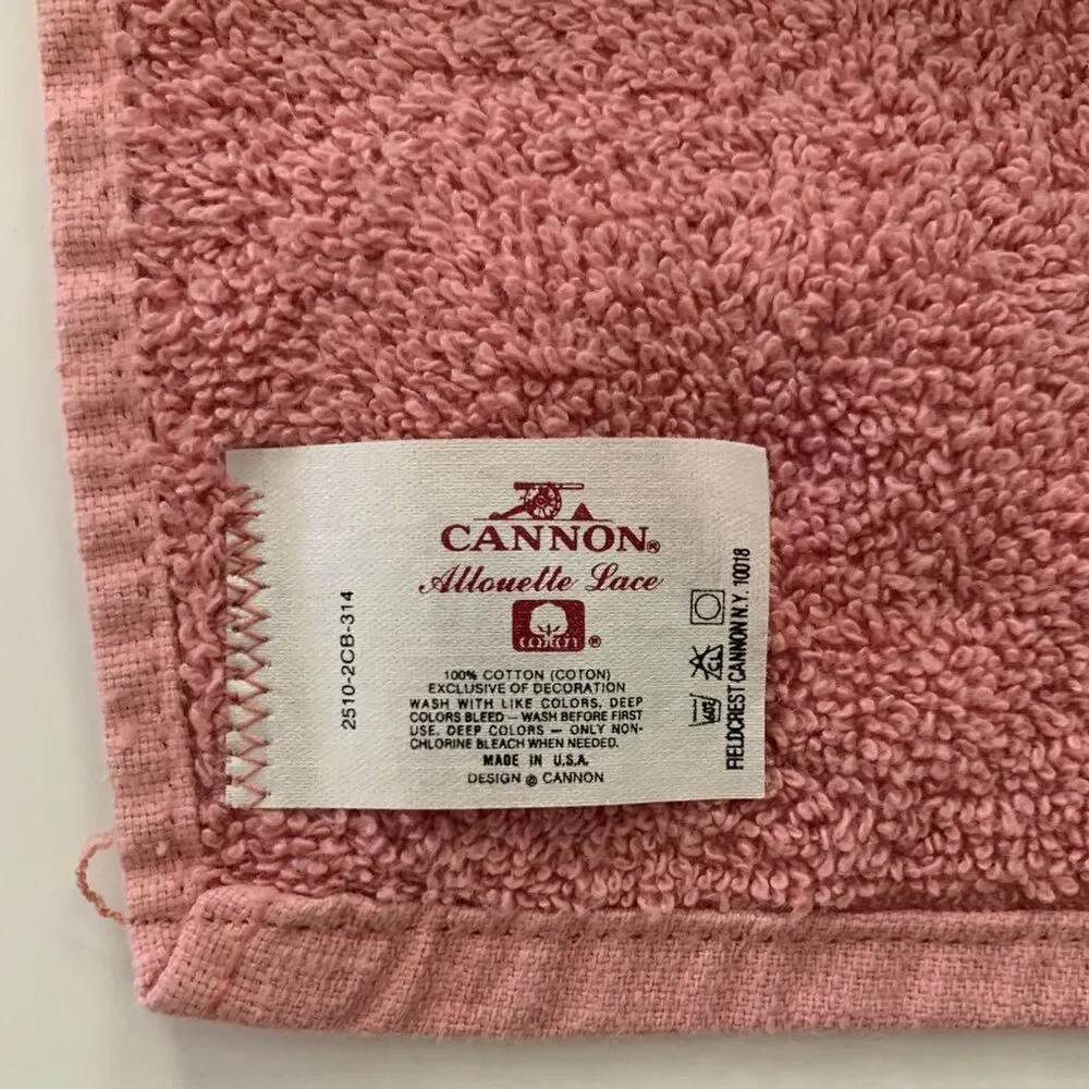 Fieldcrest Vintage Alouette Lace Towel Set Cottagecore Shabby Decor Pink Dainty